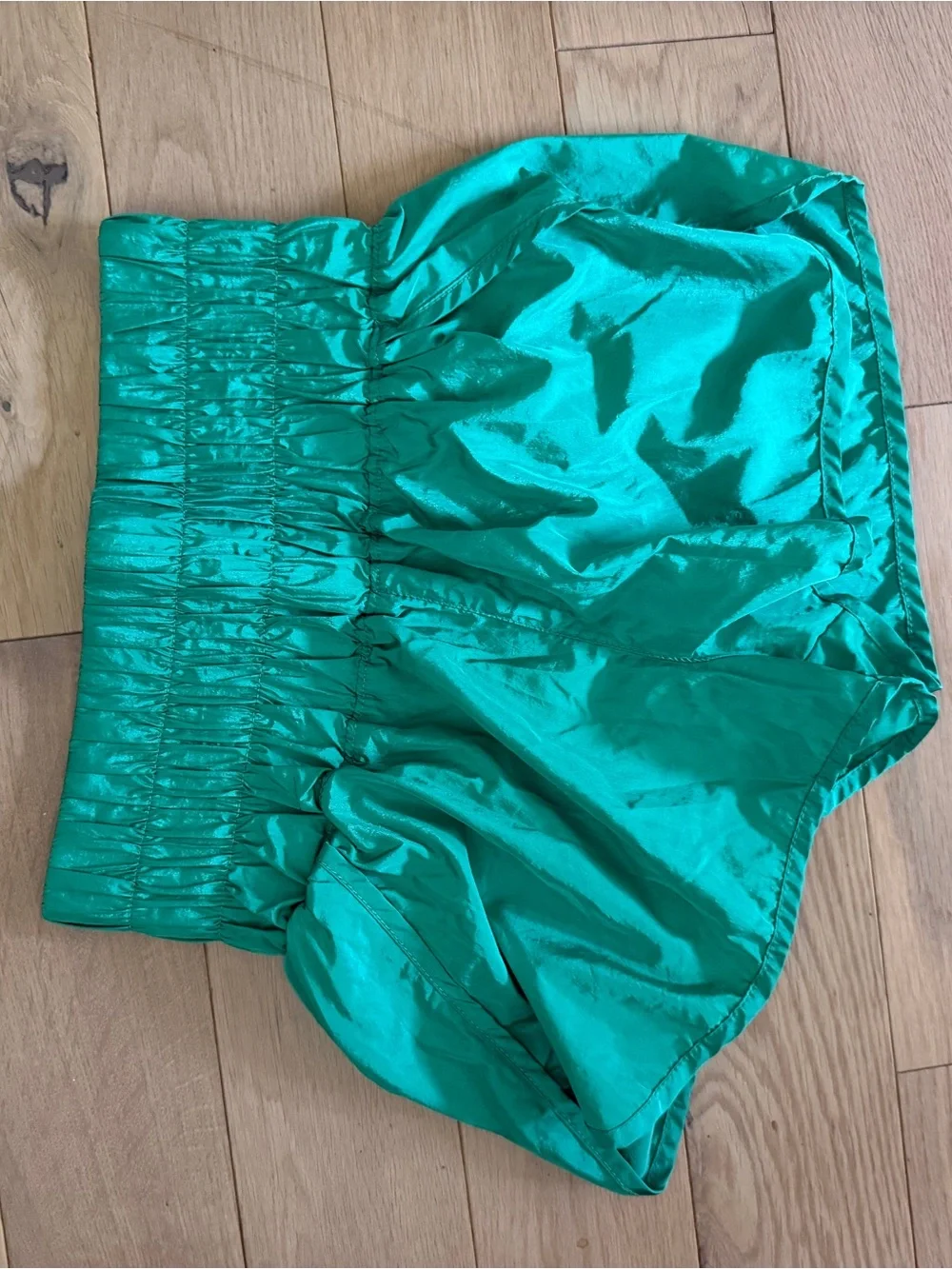 Free People Emerald Green Smocked-Waist Athletic Shorts - Picture 4 of 5